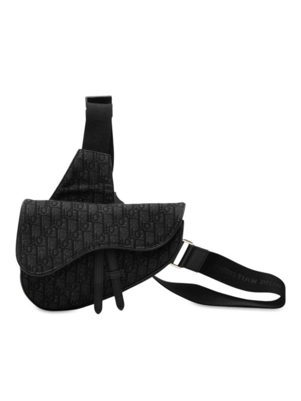 Dior Oblique Saddle Bag Jacquard Black Canvas Leather
